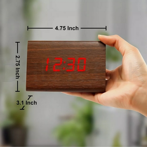 New Modern Wooden Wood Digital LED Desk Clock - Picture 7 of 11